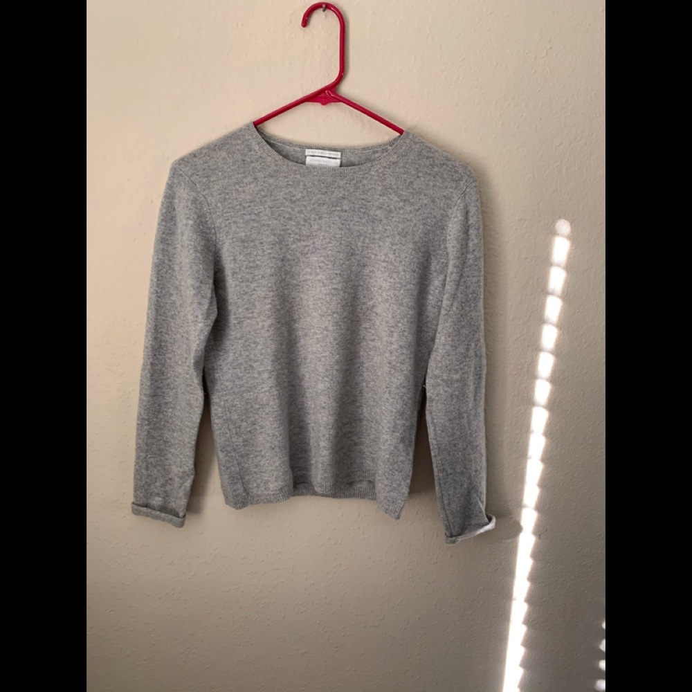 Charter Club 2 Ply 100% Cashmere Round Neck Sweater Womens P/P Gray